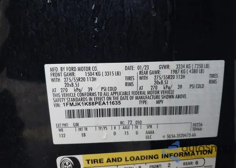 2023 Ford Expedition Max Limited z USA, uszkodzony, nr VIN 1FMJK1K88PEA11635